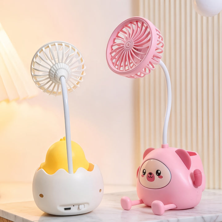 Dame skrivebordslampe med integrert mini-vifte Skanto