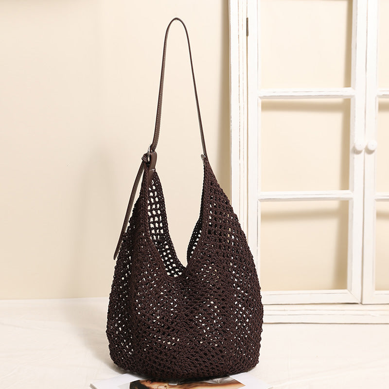 Light Net Tote Bag with Adjustable Leather Strap Skanto