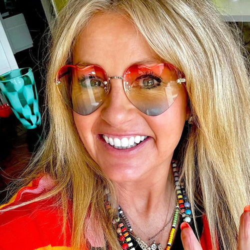 Women's heart-shaped sunglasses with mirrored lenses and modern metal frame Skanto