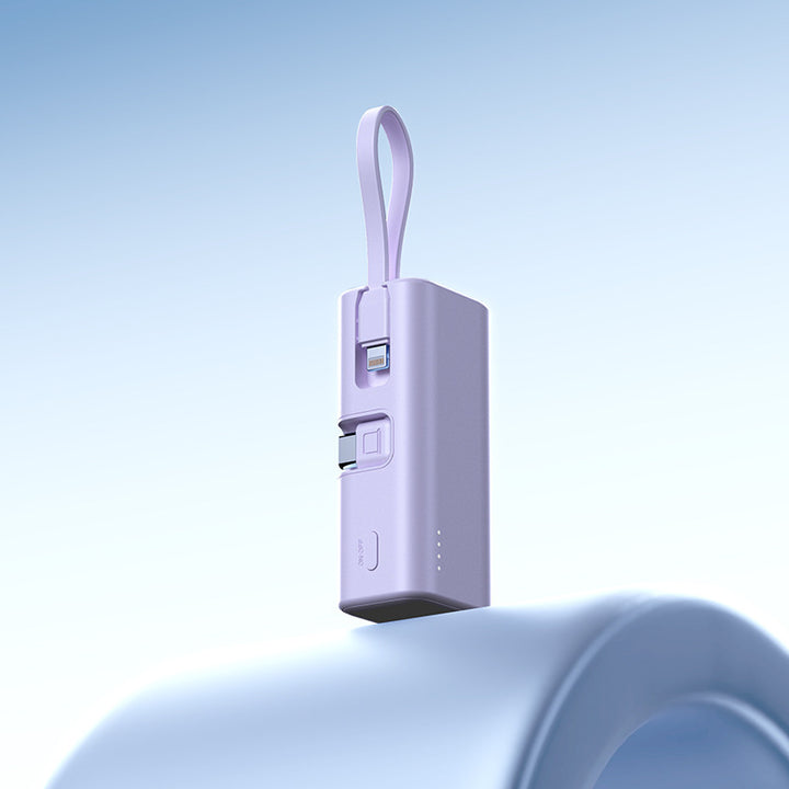 Mini Powerbank med integrert ladekabel og LED-display Skanto