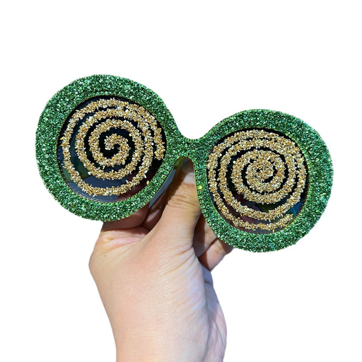 Dame Statement-solbriller med spiralformet glitrendesign Skanto