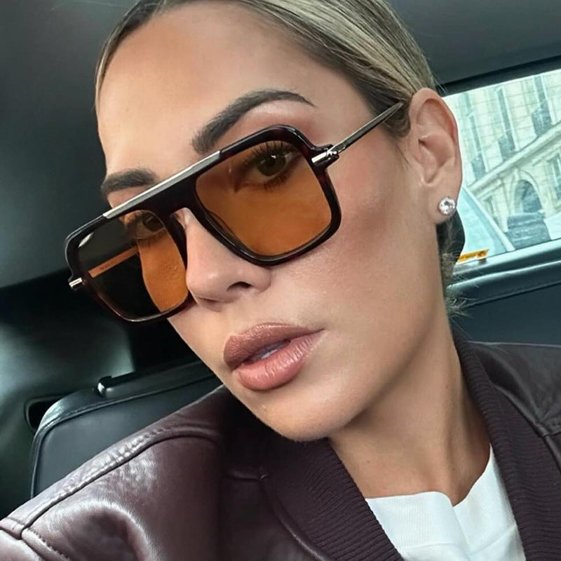 Women's Square Designer Sunglasses with Gold Accents and Protective UV Filter Skanto