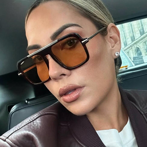 Women's Square Designer Sunglasses with Gold Accents and Protective UV Filter Skanto