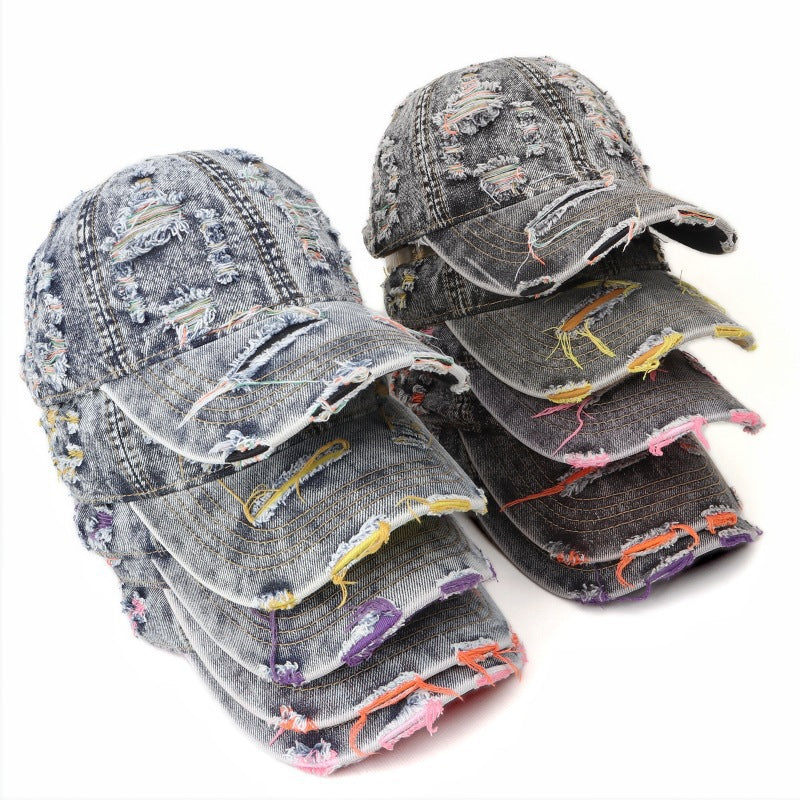 Kvinnes Slitt Denim Baseball Cap Skanto