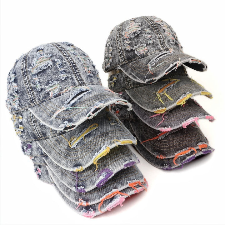 Kvinnes Slitt Denim Baseball Cap Skanto
