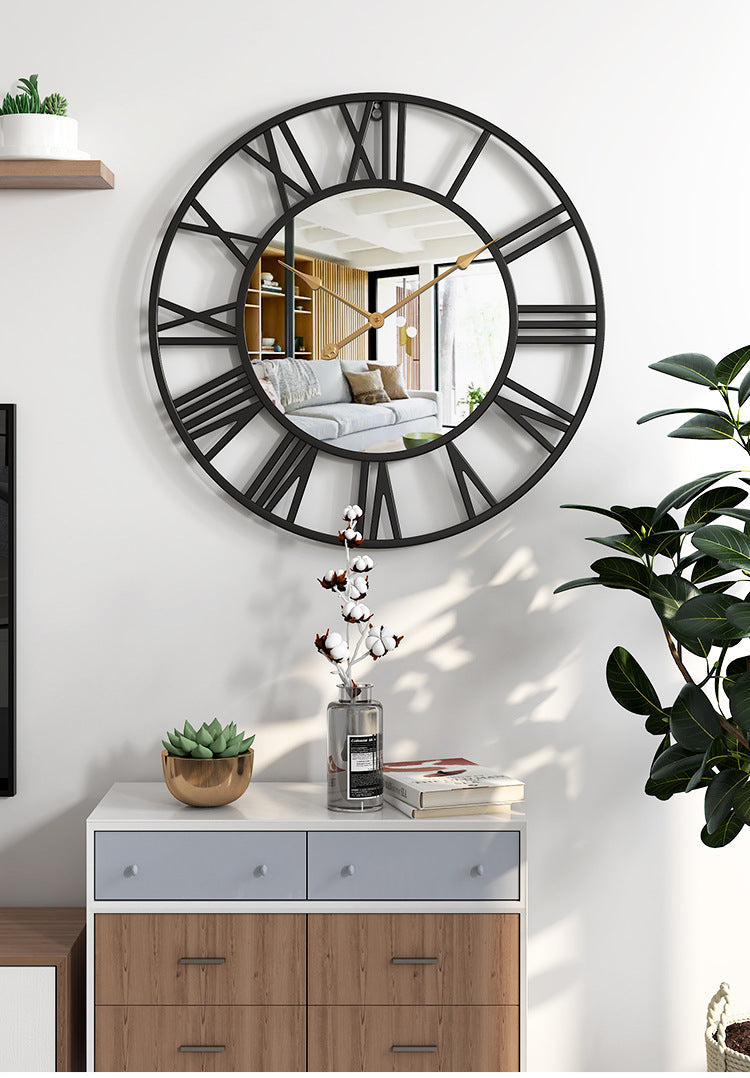 Metal Vintage Stor Veggur med Speil 39cm