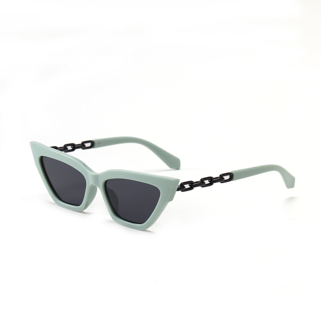 Dame Cat-Eye solbrille med luksuriøs kjettingramme Skanto