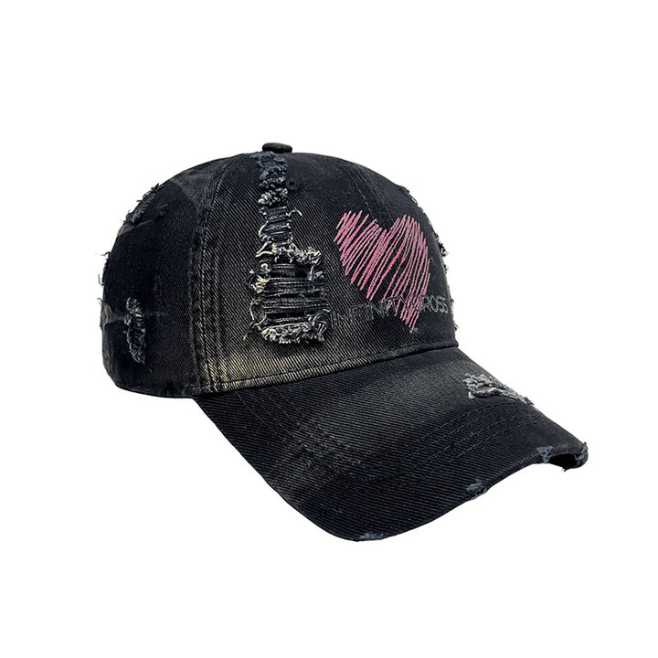 Kvinnenes Slitt Hjerte Brodert Baseball Cap Skanto