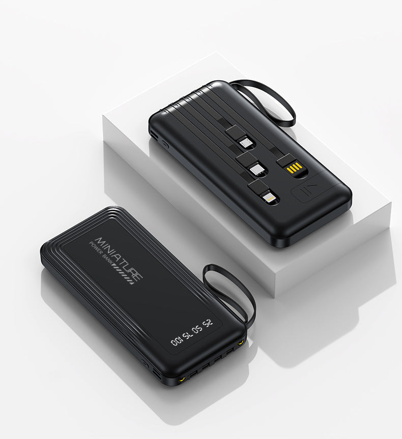 Mini Powerbank med integrert multifunksjonsladekabel Skanto