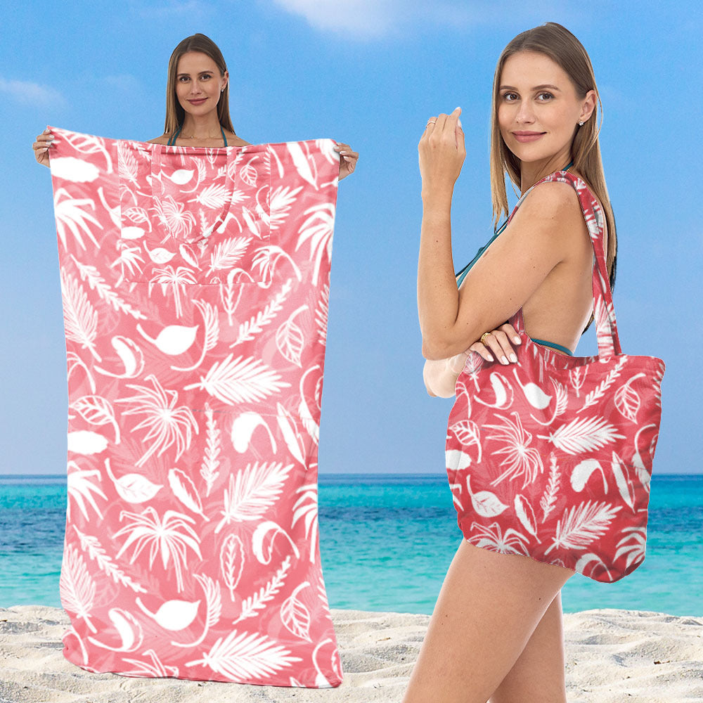 Multifunksjonelt strandhåndkle med integrert bærebag Skanto