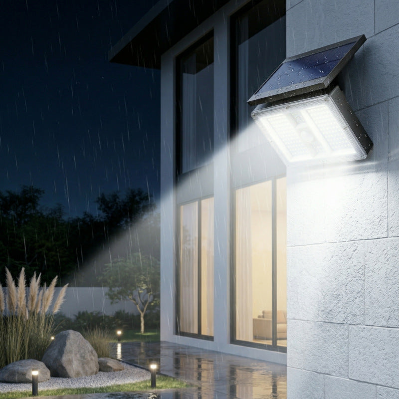 Høyytelses solarmotion-sensor LED sikkerhetsvegglys med justerbart solpanel og bredvinklet flomlys Skanto