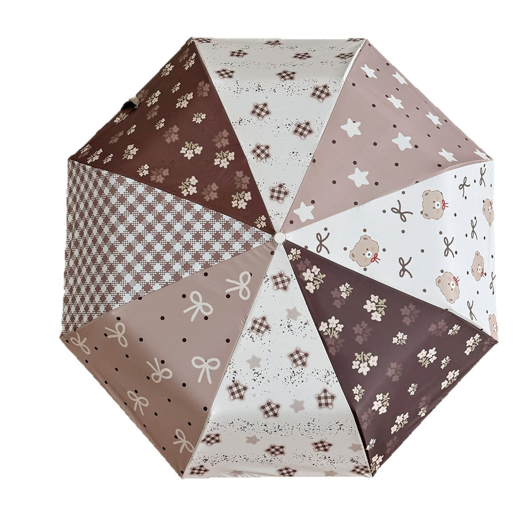 Dame Sammenleggbart Paraply med eksklusiv Patchwork-design Skanto