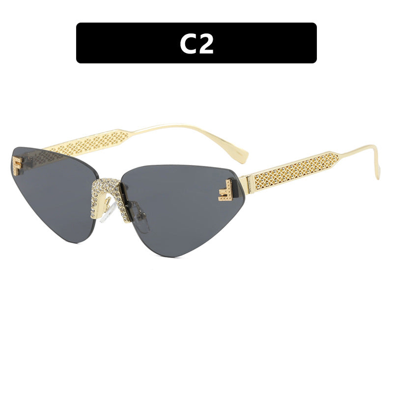 Women's Designer Cat-Eye Sunglasses with Sparkling Rhinestone Decor Skanto