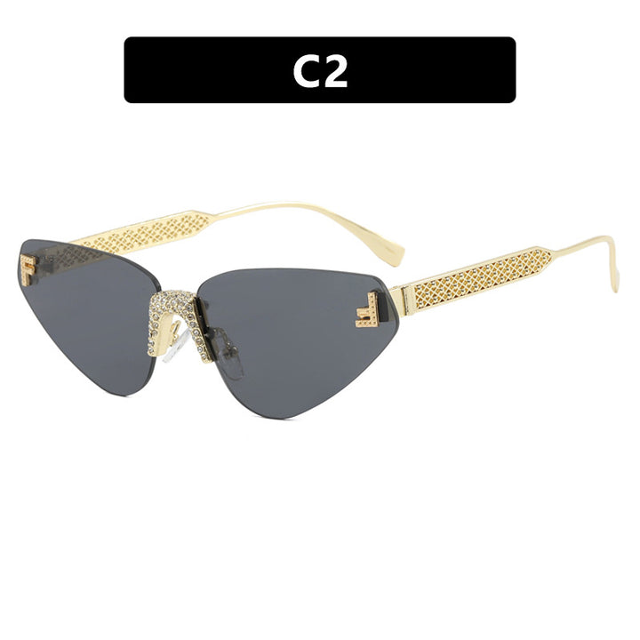 Women's Designer Cat-Eye Sunglasses with Sparkling Rhinestone Decor Skanto