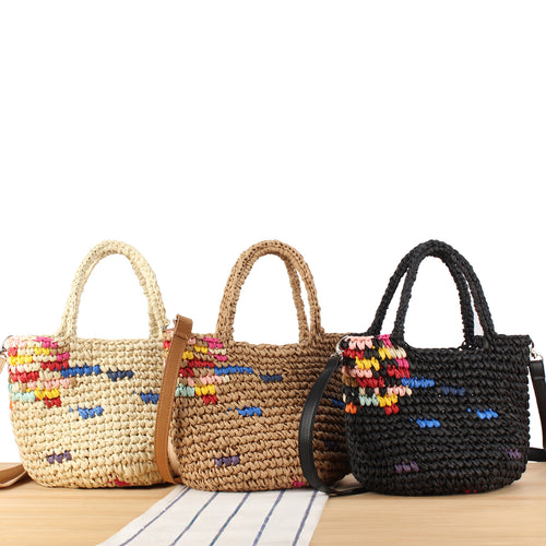 Handbag made of handmade natural material with colorful accent Skanto