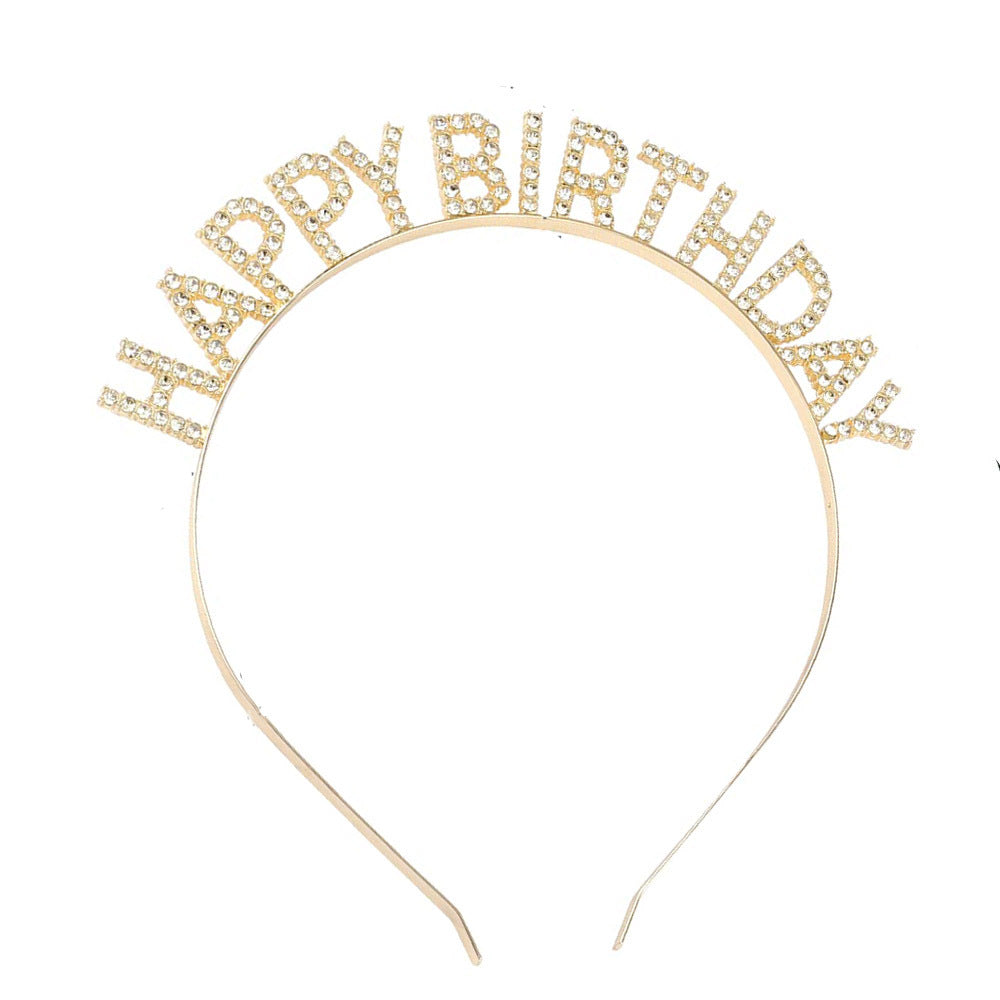 Dame Glitrende Hårbånd med "Happy Birthday" Påskrift Skanto
