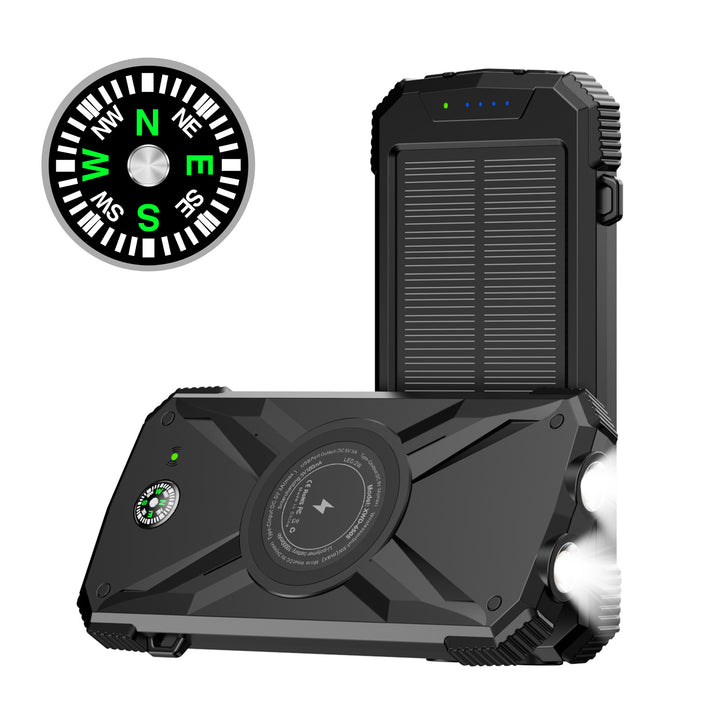 Solcelledet Powerbank med Innebygd Kompass og LED-Lys Skanto