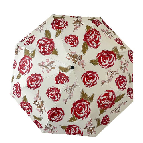 Dame Automatisk Folderegndekker med Blomsterdesign Skanto