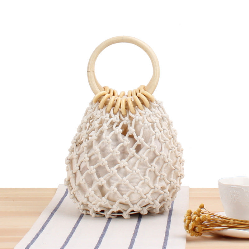 Elegant nettveske med trehåndtak Skanto