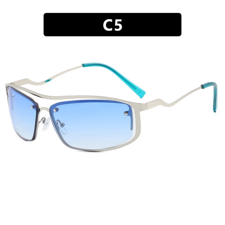 Women's futuristic sunglasses with elegant metal frame and high transparent lenses Skanto