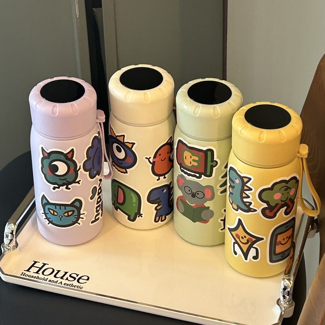 Damen stilvolle Wasserflasche mit witzigen Aufklebermotiven Skanto