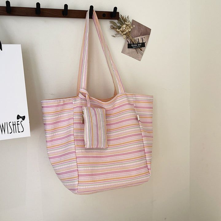 Romslig bølgestreifet handleveske Skanto