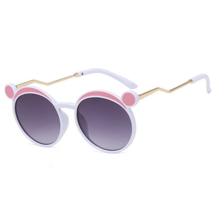 Dame Fashion-runde solbrille med innovativ ramme og fargede linser Skanto
