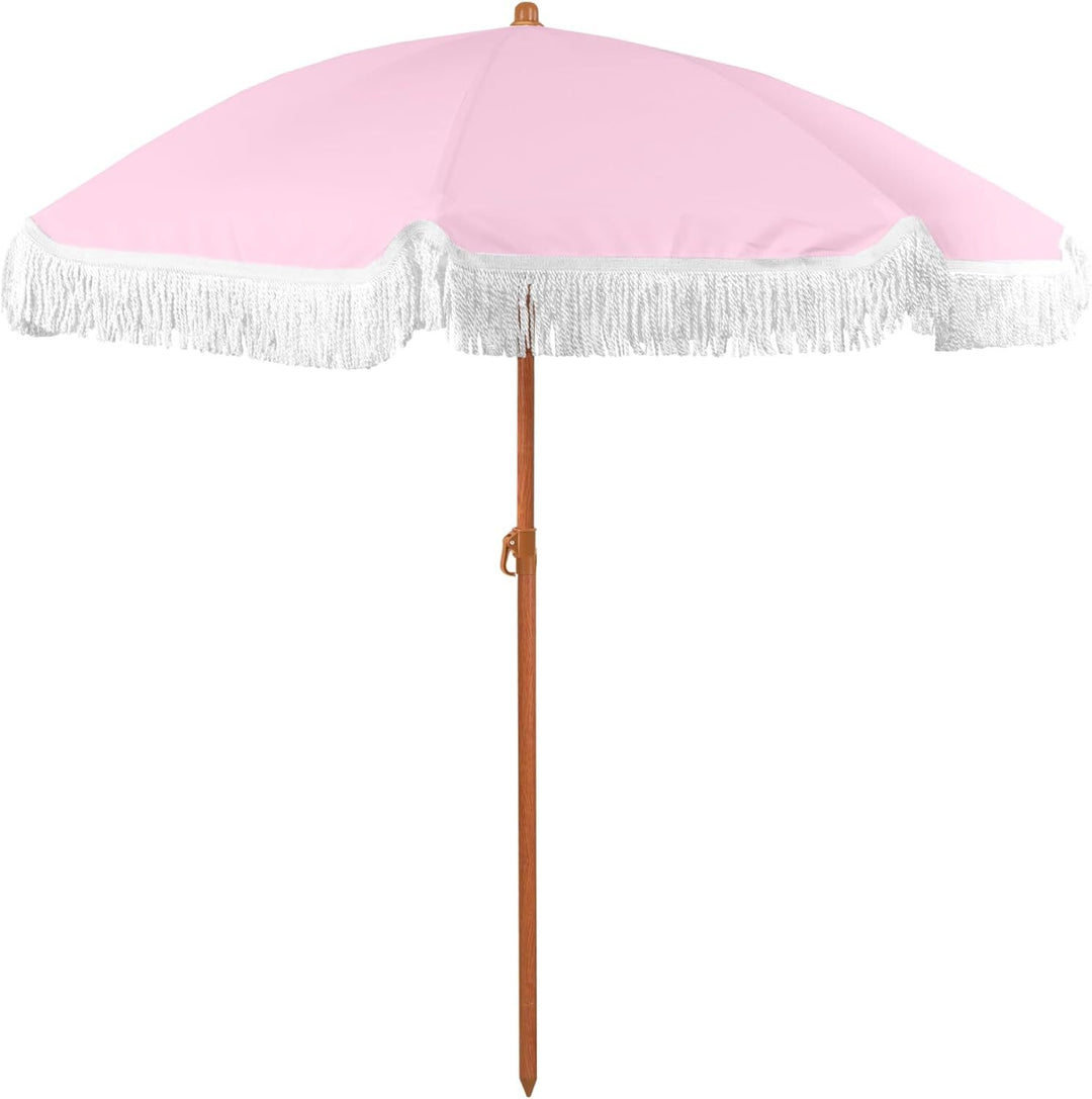 Dame solskjerm med dusk og stripete design Skanto