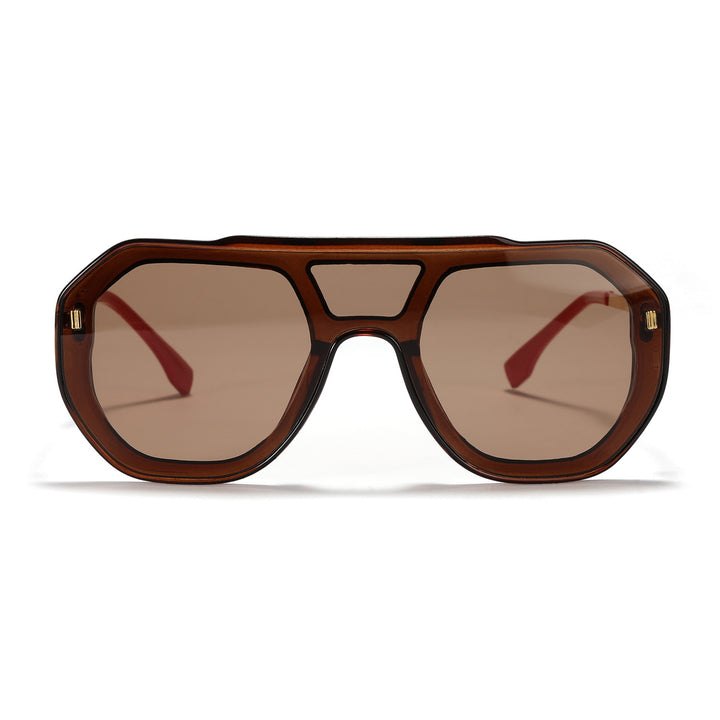 Dame oversized geometrisk solbrille med elegant ramme Skanto