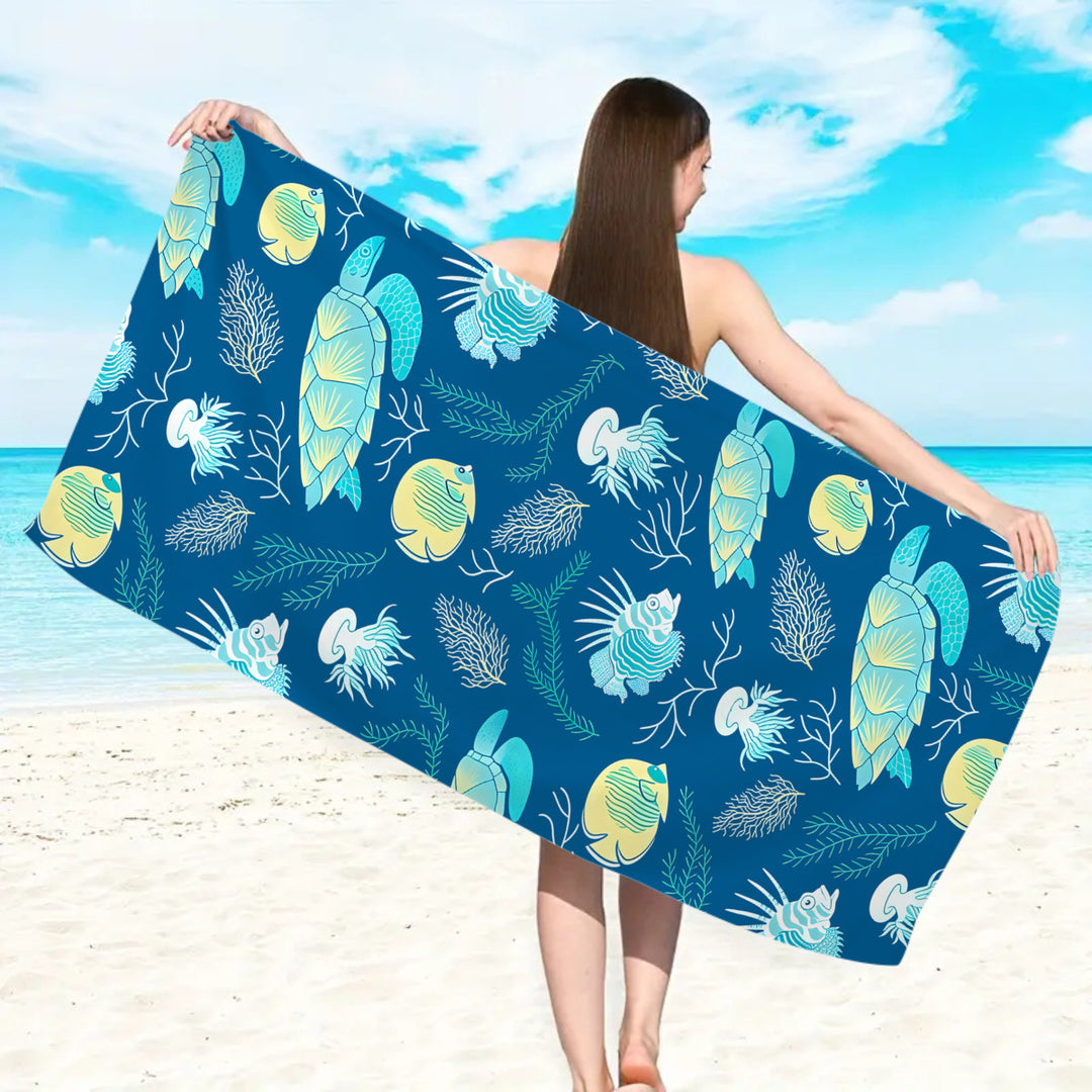 Strandhåndkle med floral akvarelldesign Skanto