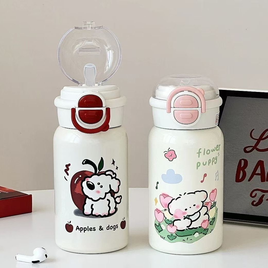 Damen Isolier-Trinkflasche mit integriertem Sicherheitsverschluss und helles Tierdesign Skanto