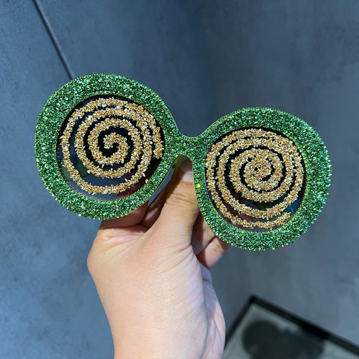 Dame Statement-solbriller med spiralformet glitrendesign Skanto