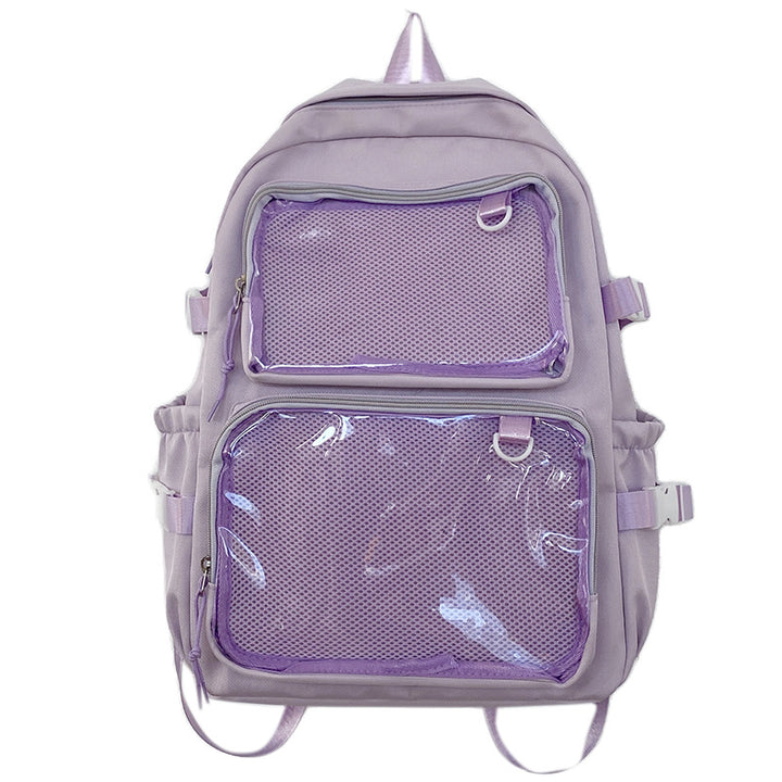 Multi-Compartment Transparent Mesh Skole Ryggsekk