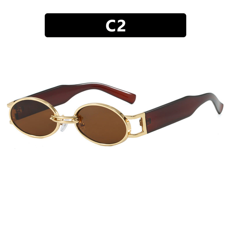 Women's oval sunglasses with golden accents and stylish frame Skanto