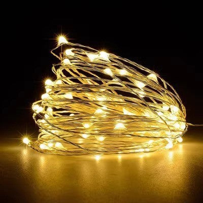LED Fe Fairy Lights Ultra-Tynn Sølvtråd Batteridrevet Sprutsikker Dekorativ Belysning Skanto