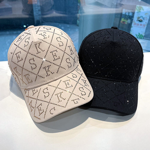 Kvinne Rhinestone-pyntet justerbar baseballcaps Skanto