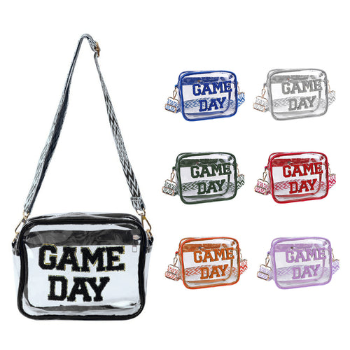 Gjennomsiktig skulderveske med moderne Game Day trykk Skanto
