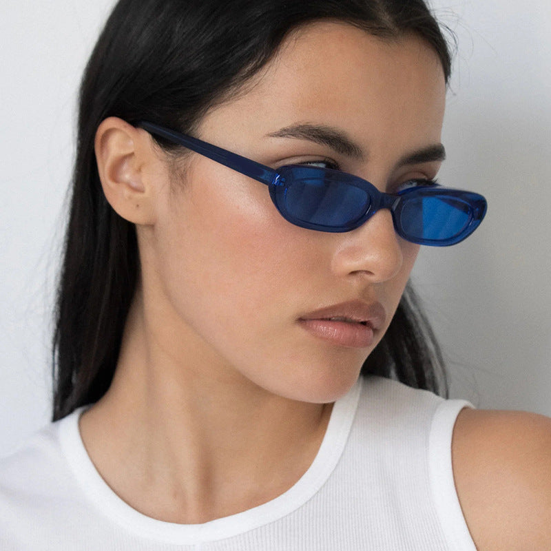 Women's fashionable cat-eye sunglasses with transparent plastic frame and UV protection Skanto