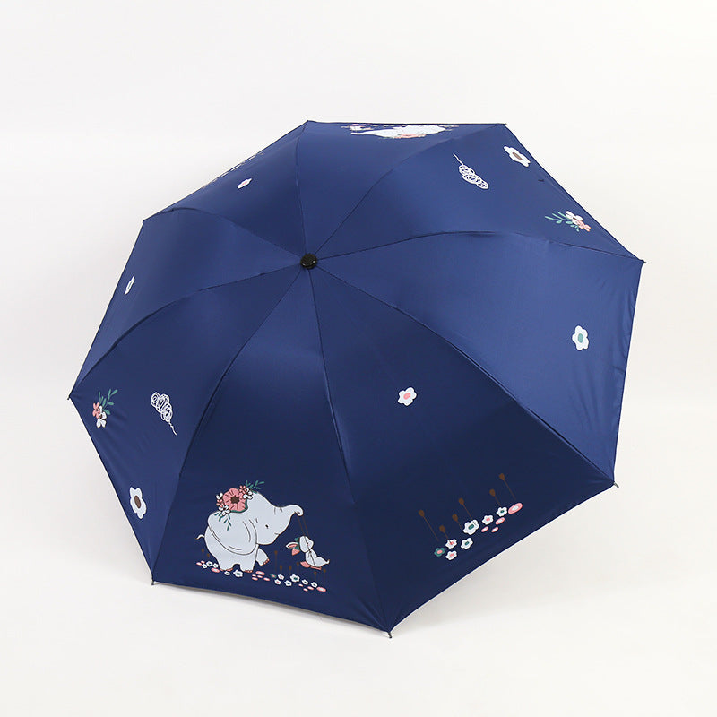 Kvinne Falt Paraply med Søtt Elefant Design Skanto