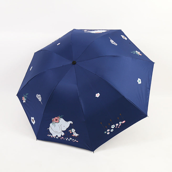 Kvinne Falt Paraply med Søtt Elefant Design Skanto