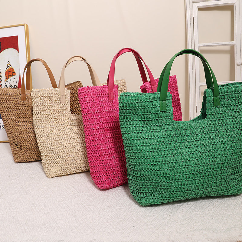 Elegant Braided Tote Bag with Sturdy Leather Handles Skanto