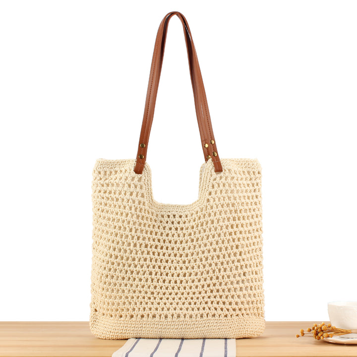Hand-knotted tote bag with sturdy leather handles Skanto