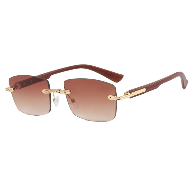 Women's square sunglasses with wood frame and gradient lenses Skanto