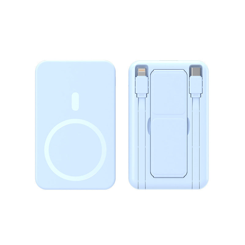 Bærbar trådløs powerbank med integrerte USB-kabler Skanto