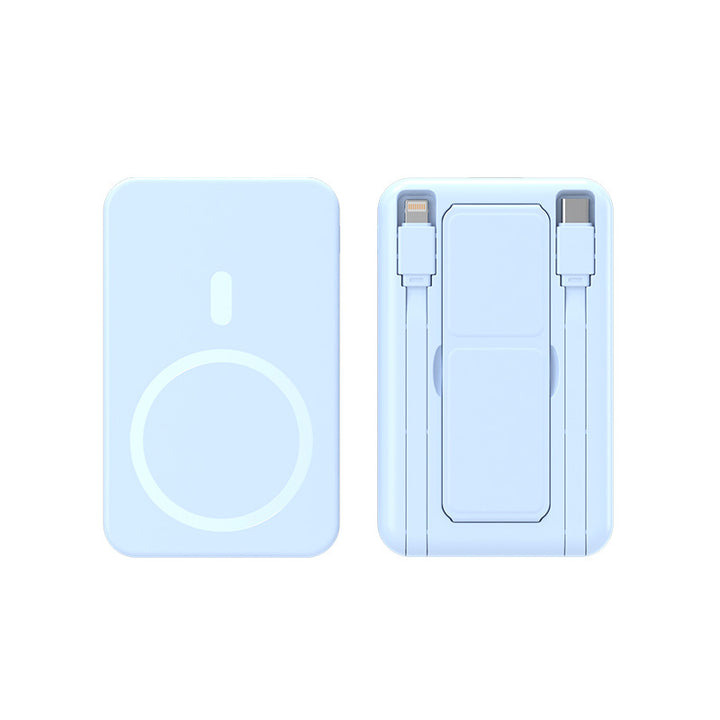 Bærbar trådløs powerbank med integrerte USB-kabler Skanto