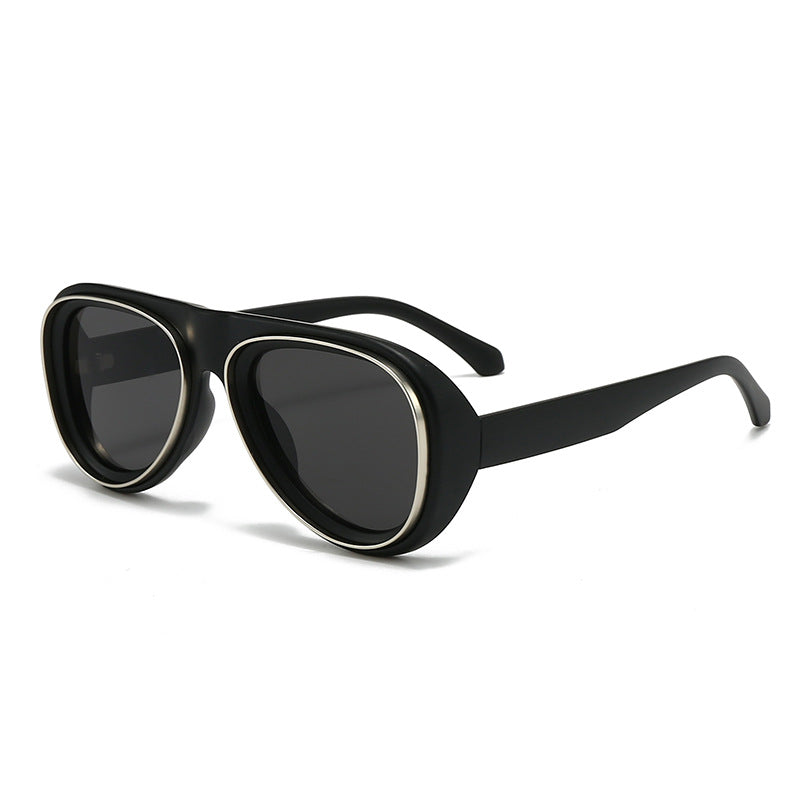 Dame mote retro-solbriller med bred ramme Skanto