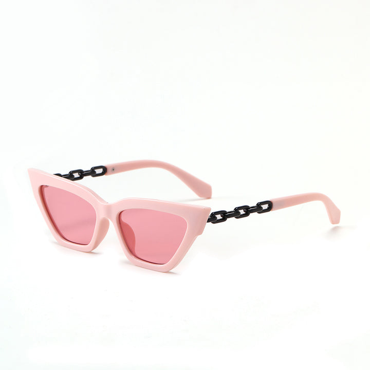 Dame Cat-Eye solbrille med luksuriøs kjettingramme Skanto