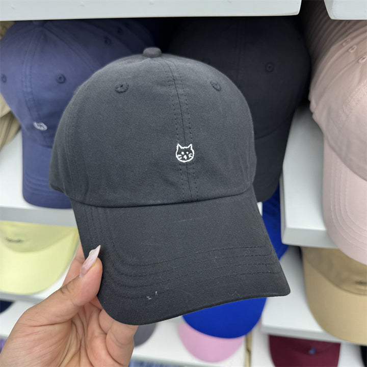 Kvinners katt-brodert bomull baseball cap Skanto