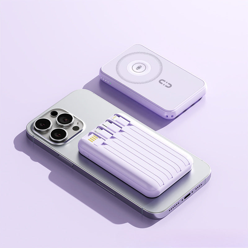 Bærbar Powerbank med trådløs ladeteknologi og innebygd Smart-teknologi Skanto