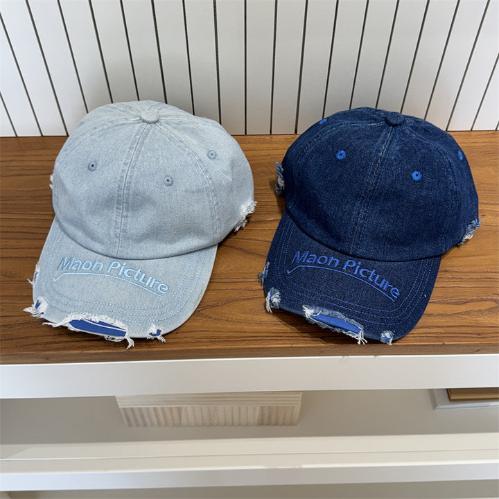 Kvinne's Slitt Denim Baseball Cap Skanto 1783922478